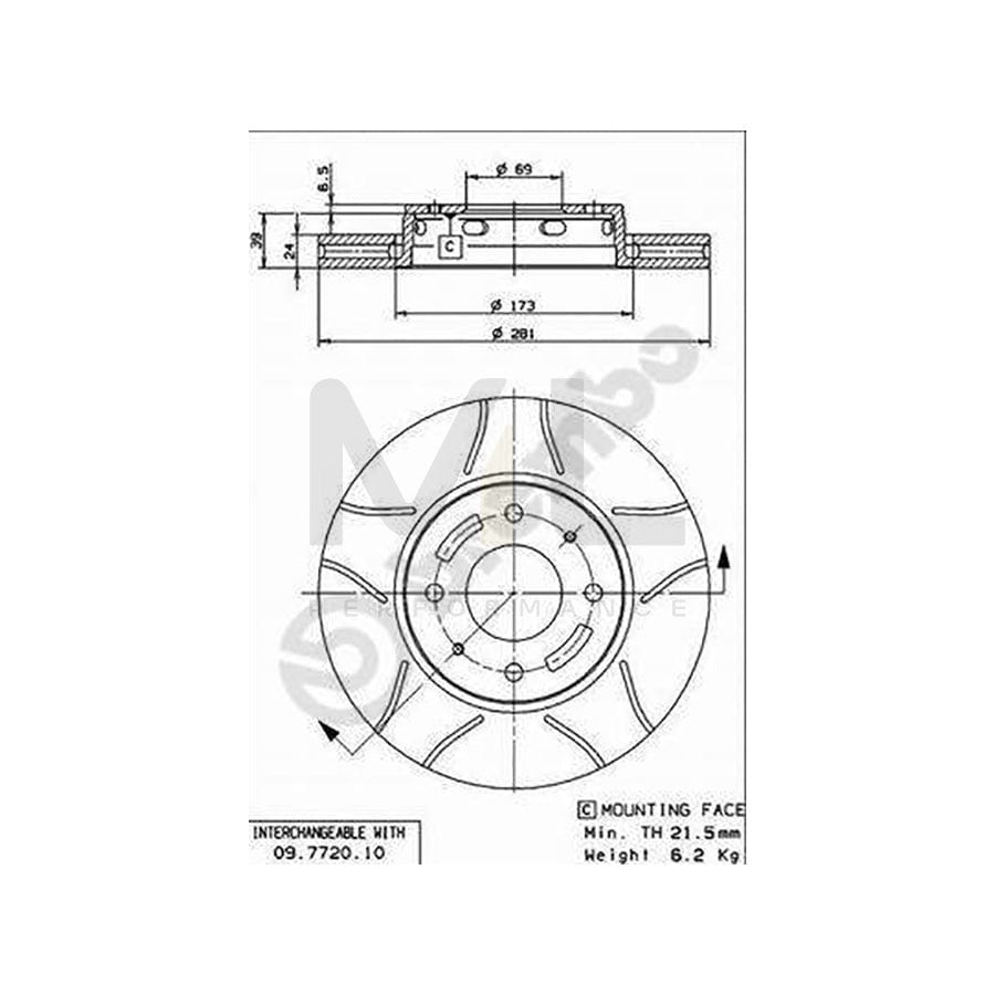 BREMBO MAX LINE 09.7720.75 Brake Disc Internally Vented, Slotted, Coated | ML Performance Car Parts