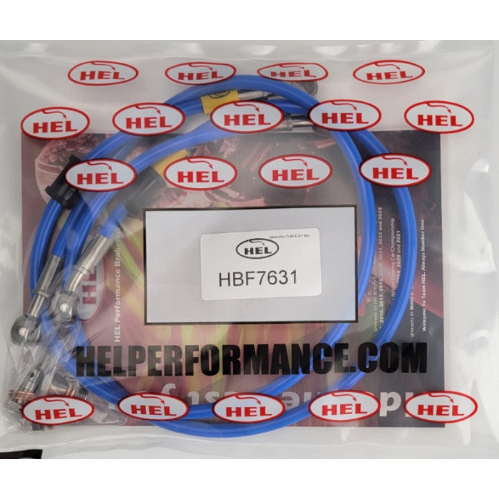 HEL Performance CL-HBF7631-FRONT Full Length Race Brake Lines Stainless Steel Braided FRONTS ONLY - CLEARANCE (BLUE HOSE WITH STAINLESS BANJOS) | ML Performance Car Parts