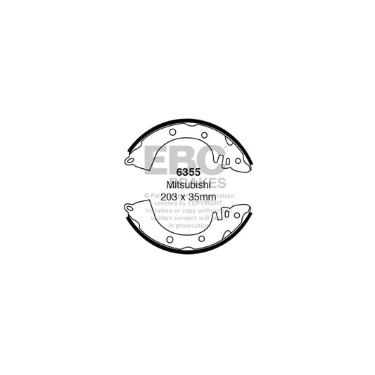 EBC 6355 Mitsubishi Rear Brake Shoes (Inc. Cordia & Tredia) 1 | Casma Car Parts