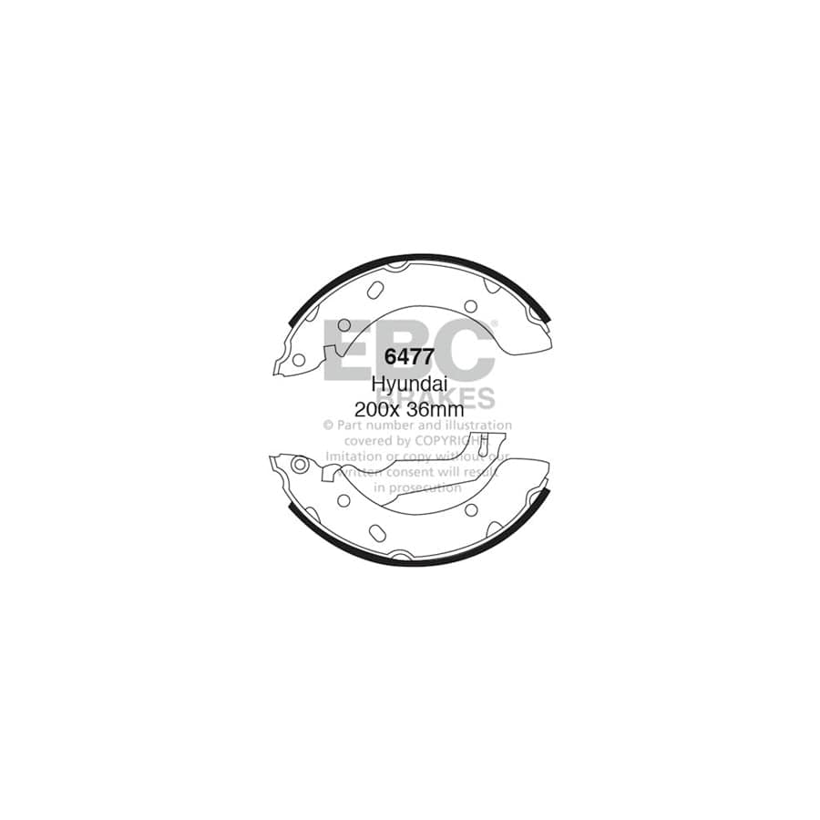 EBC 6477 Hyundai Rear Brake Shoes - Sumitomo Caliper (Inc. Coupe, Elantra, Lantra) 1 | Casma Car Parts
