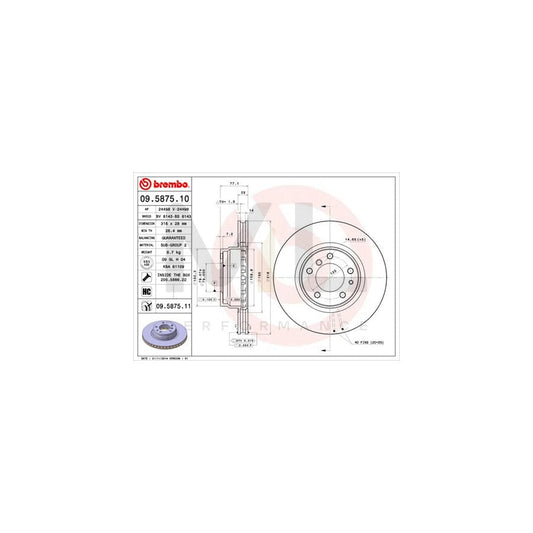 BREMBO 09.5875.10 Brake Disc for BMW 7 (E38) Internally Vented, High-carbon, with bolts/screws | ML Performance Car Parts