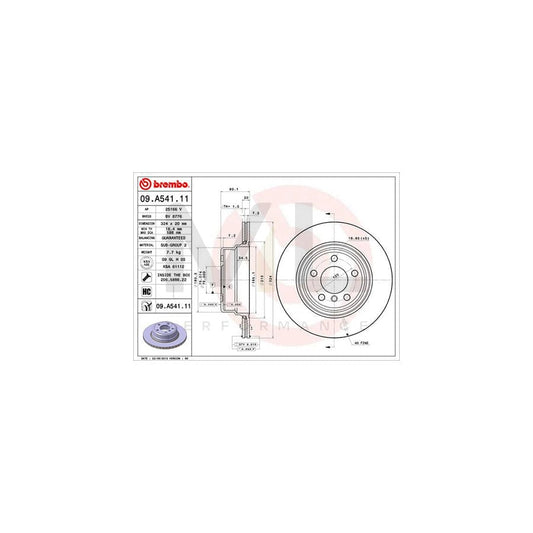 BREMBO COATED DISC LINE 09.A541.11 Brake Disc for BMW X5 (E53) Internally Vented, Coated, High-carbon, with bolts/screws | ML Performance Car Parts
