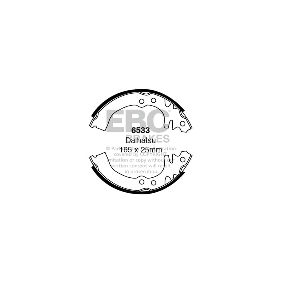 EBC 6533 Daihatsu Perodua Rear Brake Shoes (Inc. Charade, Cuore, Mira, Nippa) 1 | Casma Car Parts