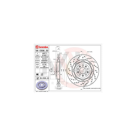 BREMBO 09.C506.33 Brake Disc Internally Vented, Coated, High-carbon | ML Performance Car Parts