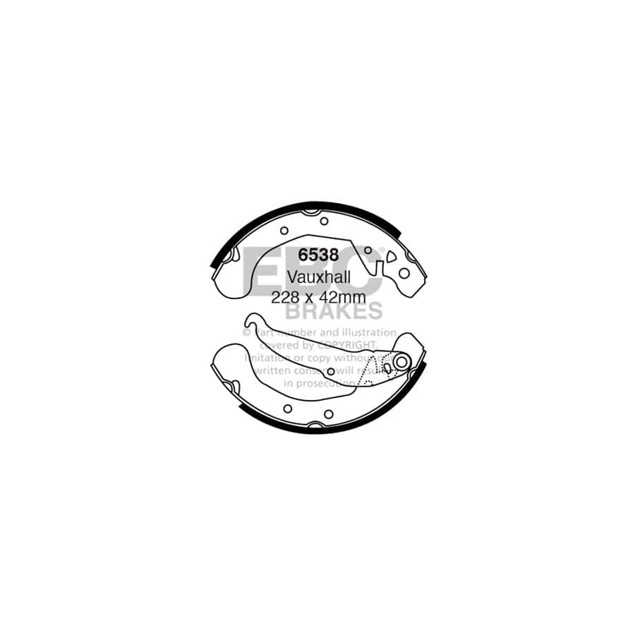 EBC 6538 Opel Vauxhall Rear Brake Shoes - Bosch/Girling/TRW/ATE Caliper 1 | Casma Car Parts