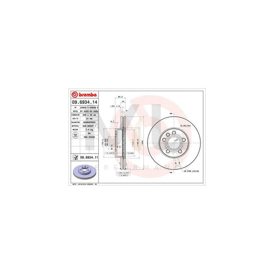 BREMBO 09.6934.14 Brake Disc Internally Vented | ML Performance Car Parts