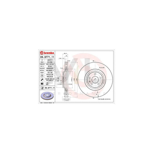 BREMBO COATED DISC LINE 09.9771.11 Brake Disc for AUDI TT Internally Vented, Coated, High-carbon, with bolts/screws | ML Performance Car Parts