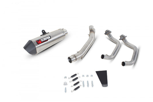 Scorpion RKA110SYSSEO Kawasaki Versys 650 Serket Taper Full System - Brushed Stainless Steel Sleeve | Casma UK