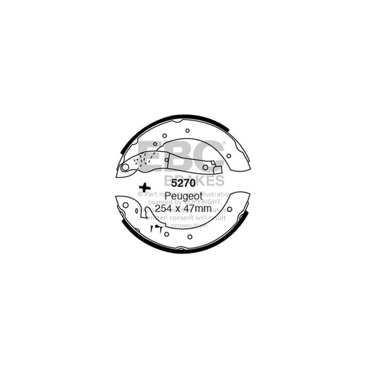 EBC 5270 Peugeot Talbot Rear Brake Shoes - ATE Caliper (Inc. 504, 505, Tagora) 1 | Casma Car Parts