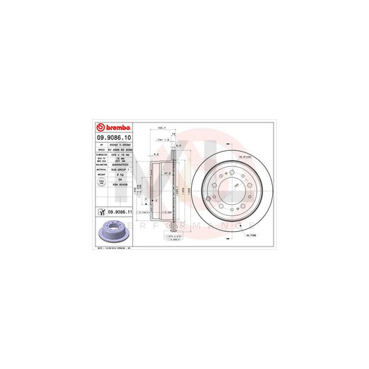 BREMBO COATED DISC LINE 09.9086.11 Brake Disc for TOYOTA Land Cruiser Amazon (J100) Internally Vented, Coated | ML Performance Car Parts