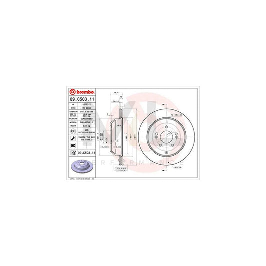 BREMBO 09.C503.11 Brake Disc for KIA Sorento III (UM) Internally Vented, Coated, High-carbon, with bolts/screws | ML Performance Car Parts