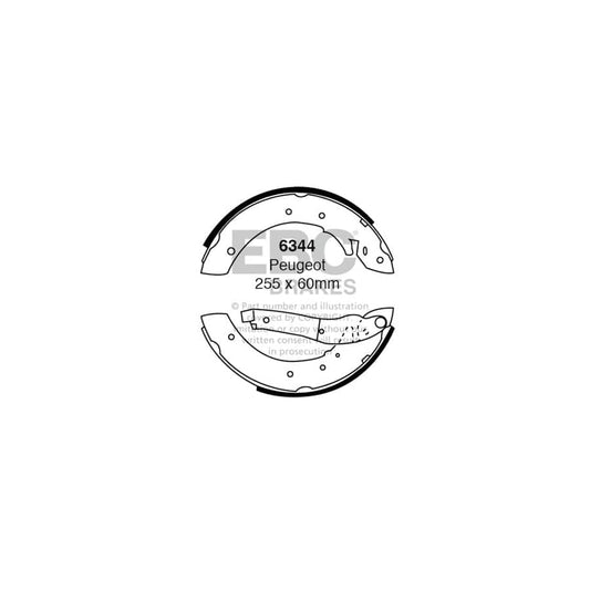 EBC 6344 Peugeot Rear Brake Shoes - ATE Caliper (Inc. 505 & 504 Pick Up) 1 | Casma Car Parts