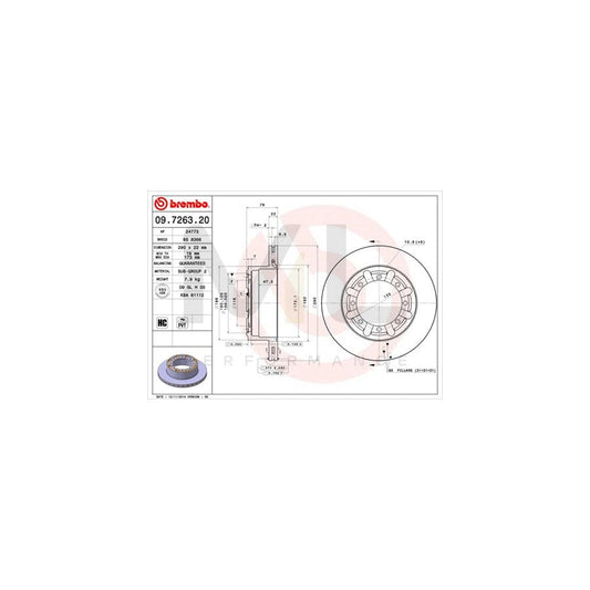 BREMBO 09.7263.20 Brake Disc Internally Vented, High-carbon | ML Performance Car Parts