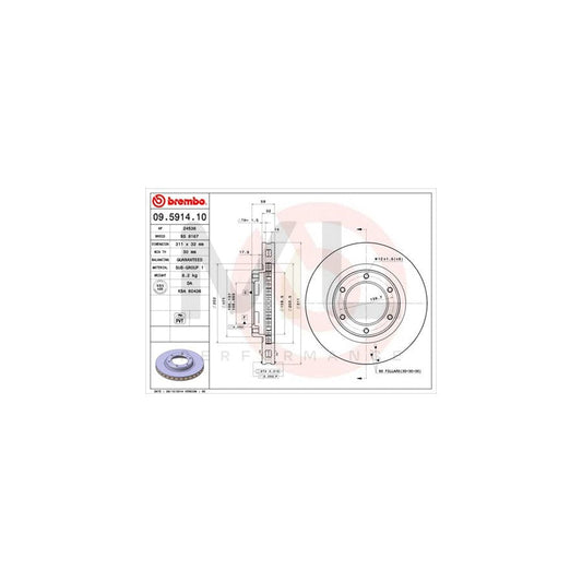 BREMBO 09.5914.10 Brake Disc Internally Vented | ML Performance Car Parts