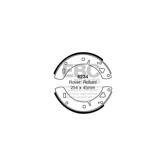 EBC 6234 Gilbern Mg Reliant Wolseley Rear Brake Shoes 1 | Casma Car Parts