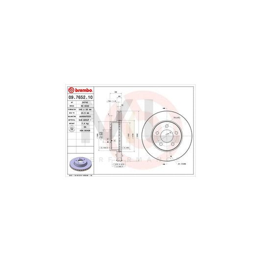 BREMBO 09.7652.10 Brake Disc for FORD USA EXPLORER Internally Vented | ML Performance Car Parts