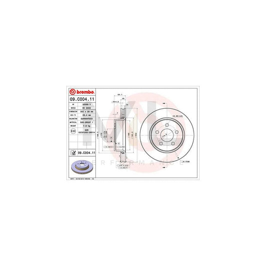 BREMBO 09.C004.11 Brake Disc Internally Vented, Coated | ML Performance Car Parts