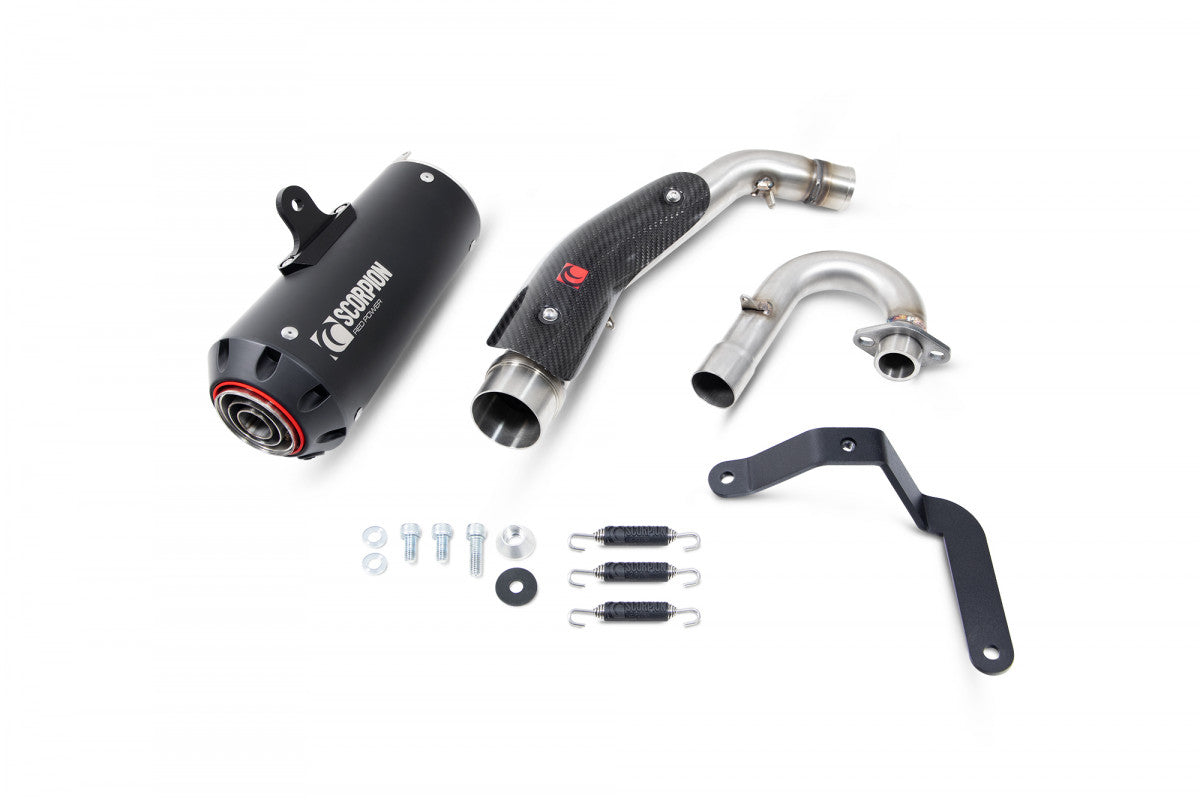 Scorpion PHA193SYSBCER Honda Monkey Red Power Full System - Black Ceramic Coated Sleeve | Casma UK