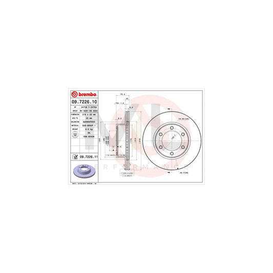 BREMBO 09.7226.10 Brake Disc Internally Vented | ML Performance Car Parts