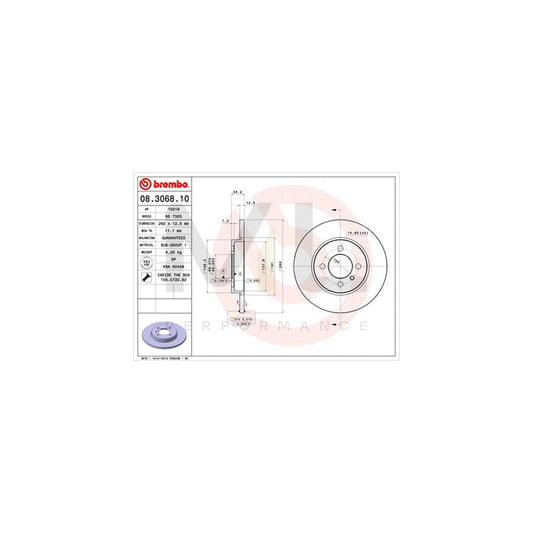 BREMBO 08.3068.10 Brake Disc for BMW 3 Series Solid, with bolts/screws | ML Performance Car Parts
