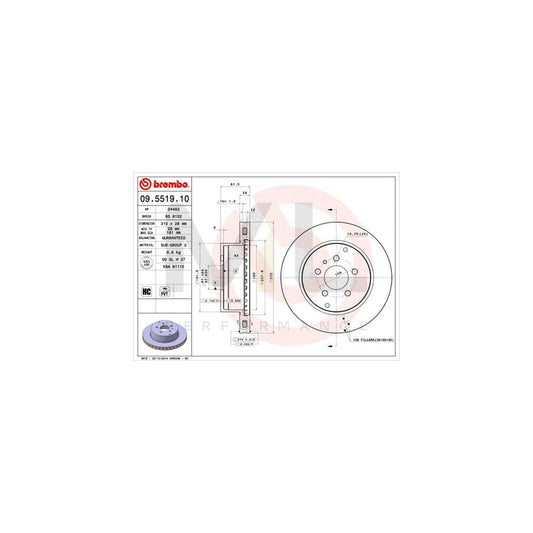 BREMBO 09.5519.10 Brake Disc for FERRARI 456 GT/GTA Internally Vented, High-carbon | ML Performance Car Parts