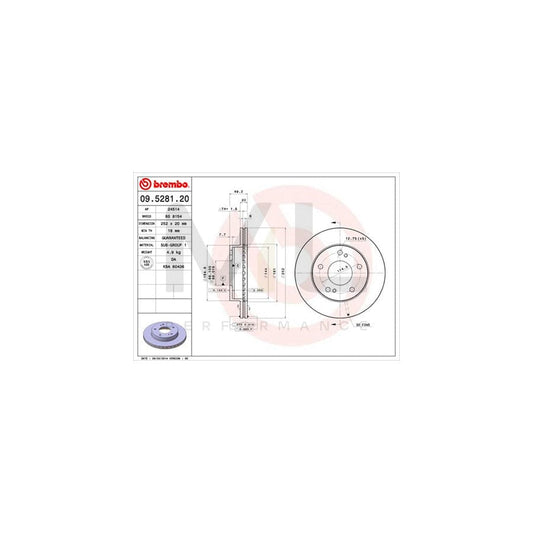 BREMBO 09.5281.20 Brake Disc Internally Vented | ML Performance Car Parts