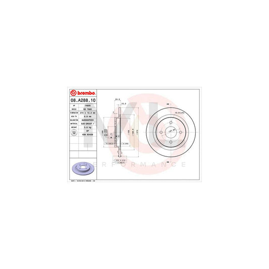 BREMBO 08.A288.10 Brake Disc for FORD Sierra Mk2 Hatchback (GBC, GBG) Solid | ML Performance Car Parts