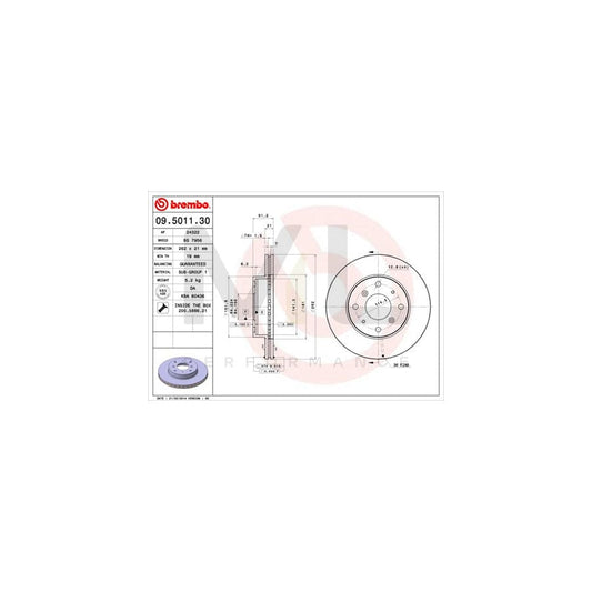 BREMBO 09.5011.30 Brake Disc for ROVER 800 Internally Vented, with bolts/screws | ML Performance Car Parts