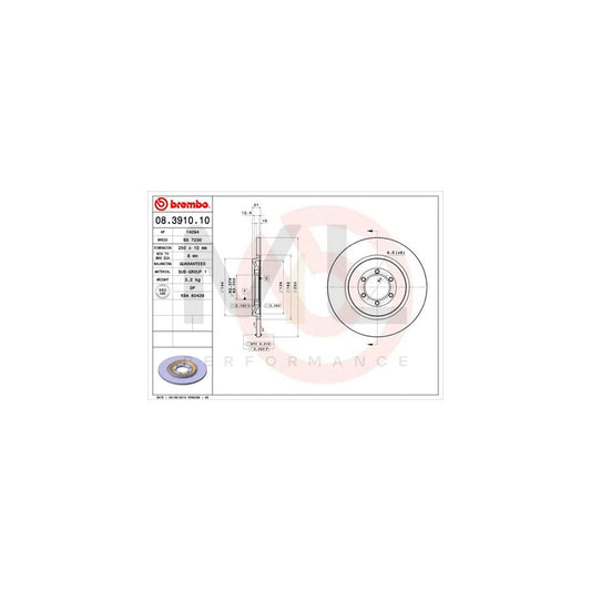 BREMBO 08.3910.10 Brake Disc Solid | ML Performance Car Parts