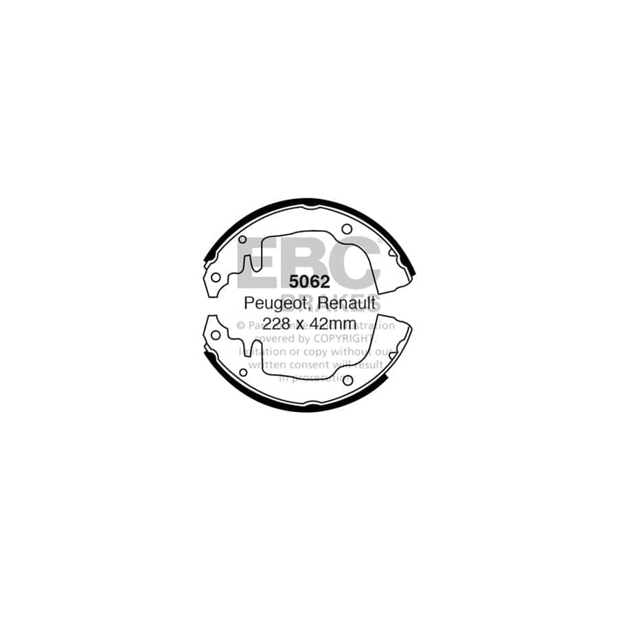 EBC 5062 Peugeot Renault Front/Rear Brake Shoes (Inc. Peugeot 204 & 304) 1 | Casma Car Parts