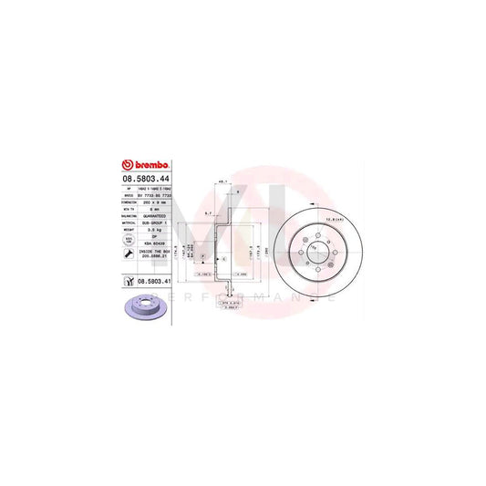 BREMBO COATED DISC LINE 08.5803.41 Brake Disc for HONDA CIVIC Solid, Coated, with bolts/screws | ML Performance Car Parts