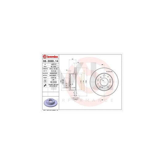 BREMBO 08.3069.14 Brake Disc Solid, with bolts/screws | ML Performance Car Parts