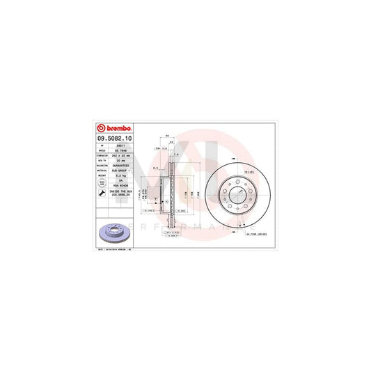BREMBO 09.5082.10 Brake Disc Internally Vented, with bolts/screws | ML Performance Car Parts