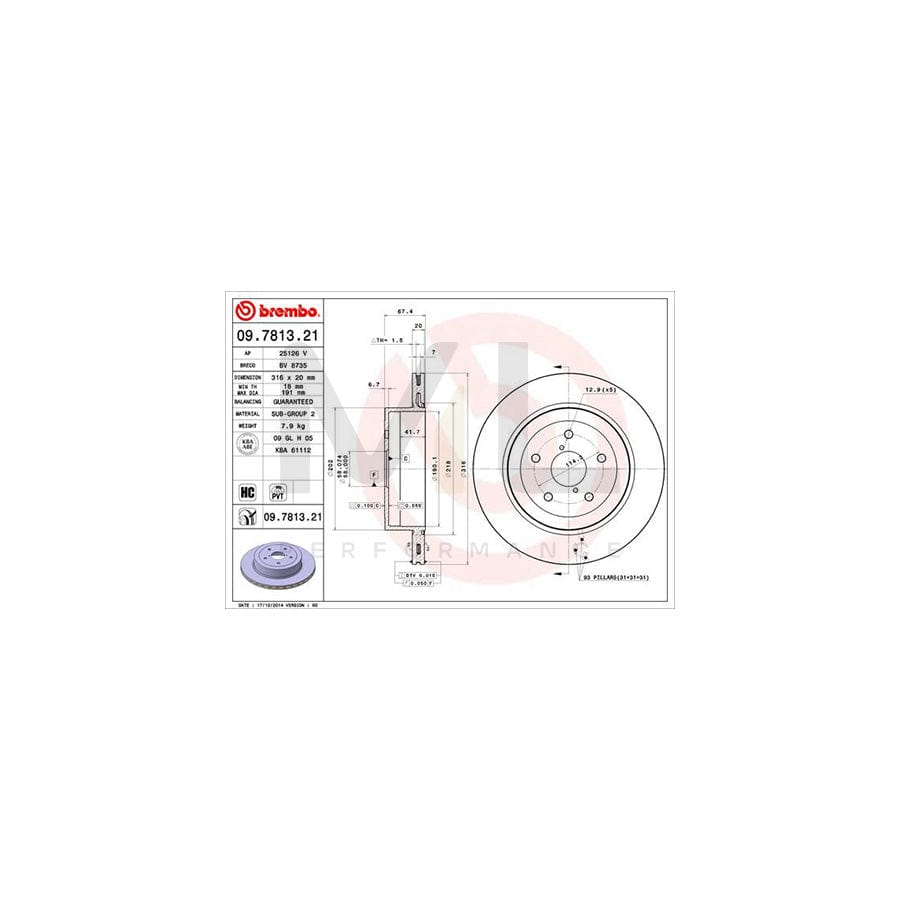 BREMBO COATED DISC LINE 09.7813.21 Brake Disc for SUBARU IMPREZA Internally Vented, Coated, High-carbon | ML Performance Car Parts