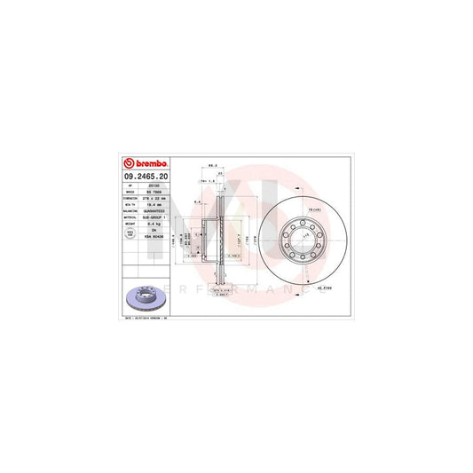 BREMBO 09.2465.20 Brake Disc Internally Vented | ML Performance Car Parts