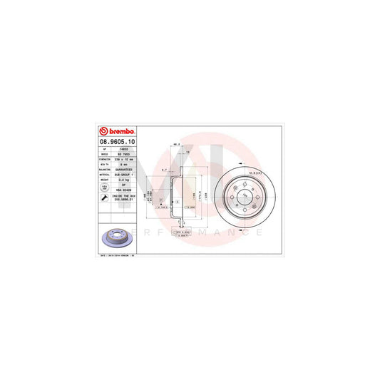 BREMBO 08.9605.10 Brake Disc Solid, with bolts/screws | ML Performance Car Parts
