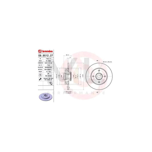 BREMBO BEARING DISC LINE 08.9512.27 Brake Disc Solid, with ABS sensor ring, with wheel bearing set | ML Performance Car Parts
