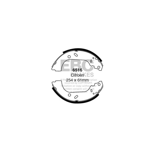 EBC 6516 Citroen Fiat Lancia Peugeot Rear Brake Shoes - Girling/TRW/ATE Caliper 1 | Casma Car Parts