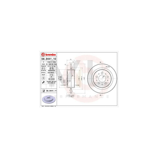 BREMBO COATED DISC LINE 08.9441.11 Brake Disc Solid, Coated, with bolts/screws | ML Performance Car Parts