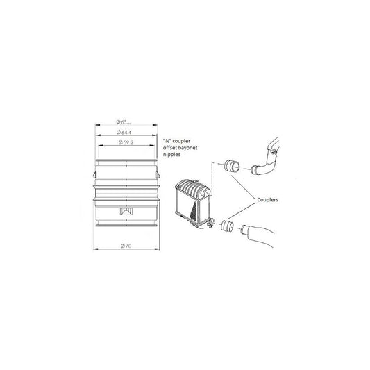 Forge FMABHCN Alloy Male to Male Bayonet 65mm Coupler with Offset Nipples | Casma Car Parts