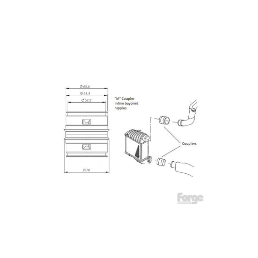 Forge FMABHCM Alloy Male to Male Bayonet 65mm Coupler with Inline Nipples | Casma Car Parts