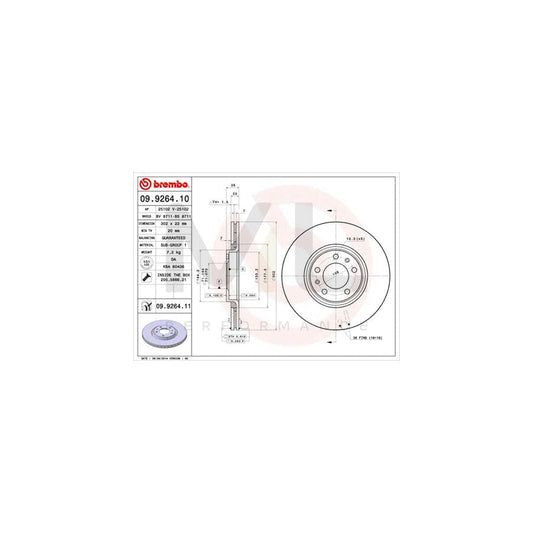BREMBO COATED DISC LINE 09.9264.11 Brake Disc for CITROEN C6 Saloon Internally Vented, Coated, with bolts/screws | ML Performance Car Parts
