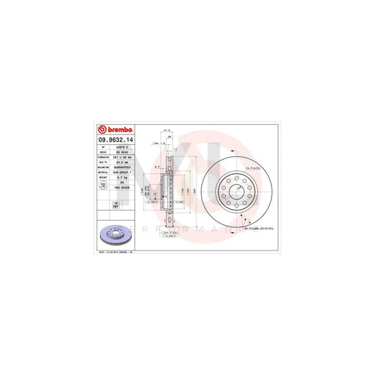 BREMBO 09.9632.14 Brake Disc for LANCIA KAPPA Internally Vented | ML Performance Car Parts