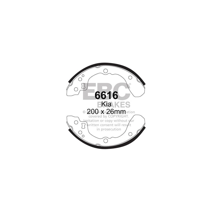 EBC 6616 Kia Rio (DC) Rear Brake Shoes 1 | Casma Car Parts