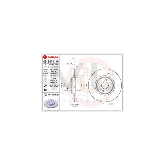 BREMBO COATED DISC LINE 09.9074.11 Brake Disc for RENAULT LAGUNA Internally Vented, Coated, with bolts/screws | ML Performance Car Parts