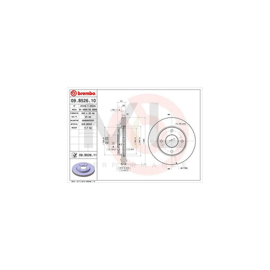 BREMBO 09.B526.10 Brake Disc for NISSAN TIIDA Internally Vented | ML Performance Car Parts
