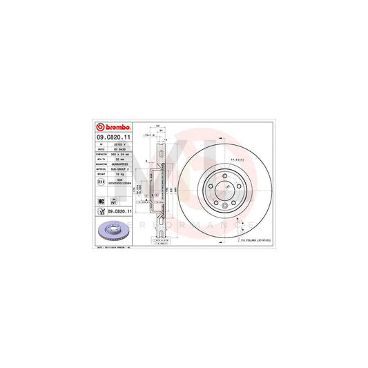 BREMBO 09.C820.11 Brake Disc Internally Vented, Coated, High-carbon | ML Performance Car Parts