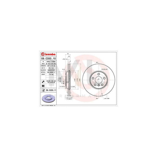 BREMBO COATED DISC LINE 09.C350.11 Brake Disc Internally Vented, Coated, High-carbon, with bolts/screws | ML Performance Car Parts
