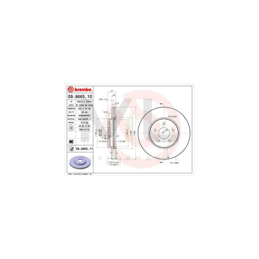 BREMBO 09.8665.10 Brake Disc Internally Vented, High-carbon | ML Performance Car Parts