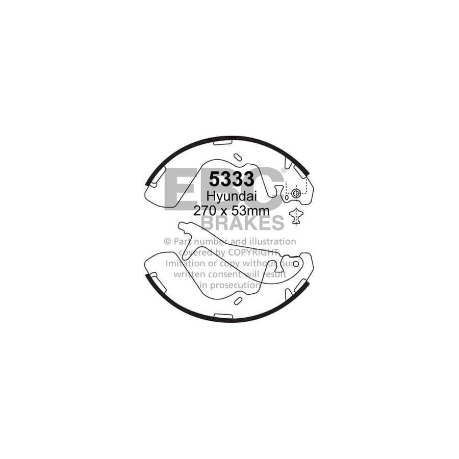EBC 5333 Hyundai Rear Brake Shoes (Inc. H1 & Starex) 1 | Casma Car Parts